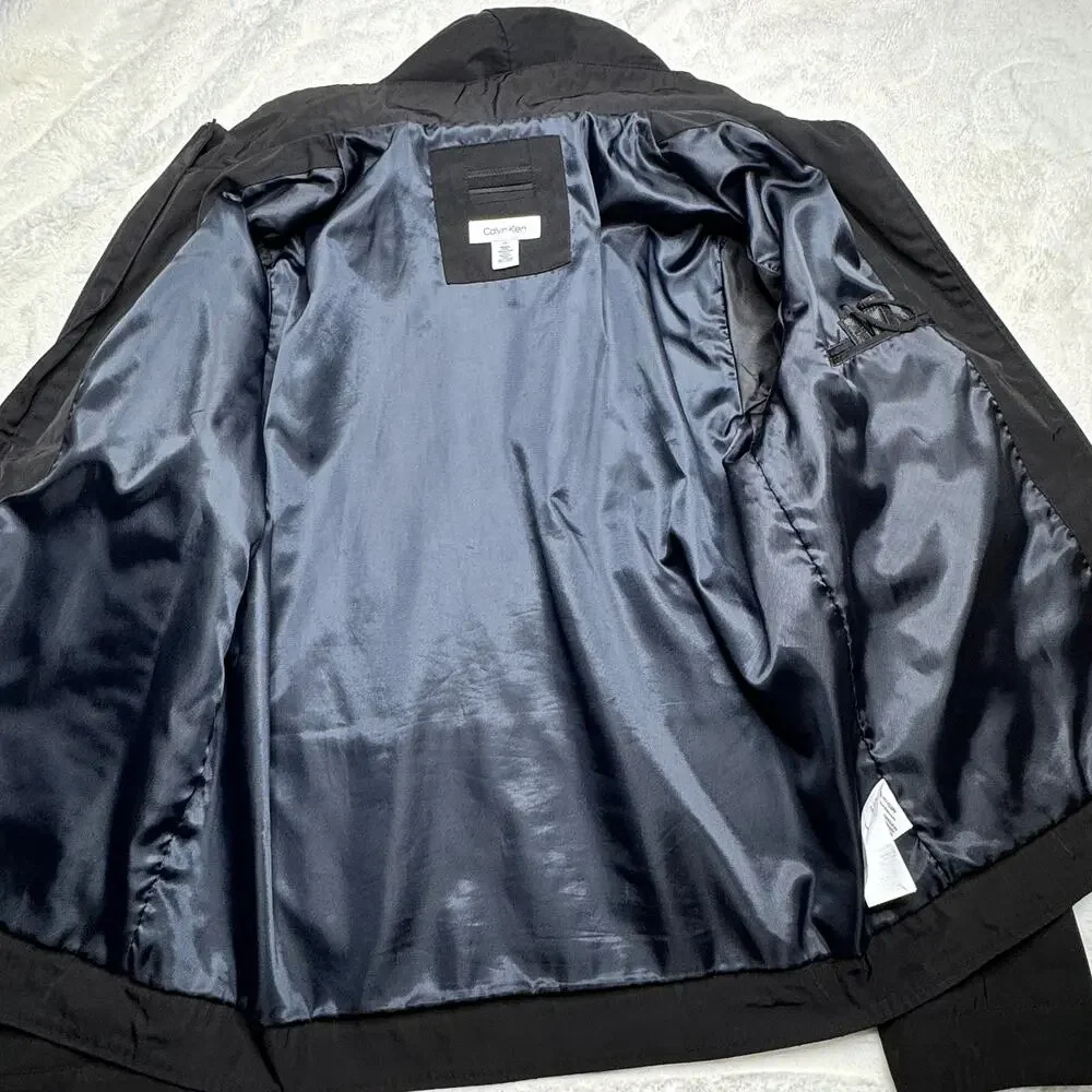CALVIN KLEIN Men's Black Mid weight Hooded Casual Rain Jacket size Large